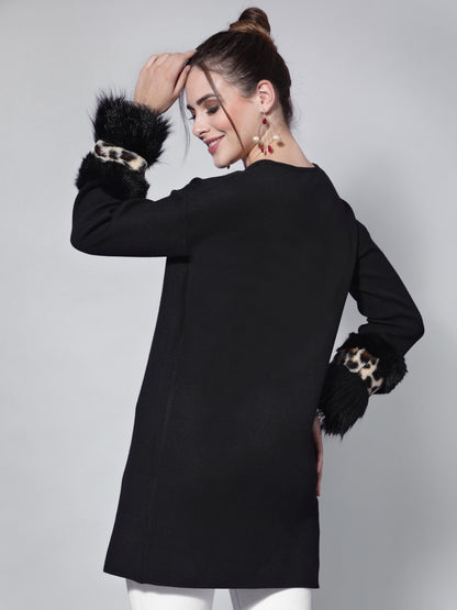 Mafadeny Women Black Longline Shrug