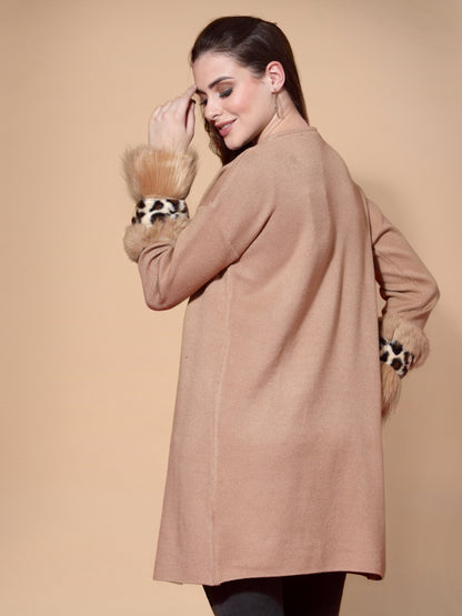 Mafadeny Women Camel Longline Shrug