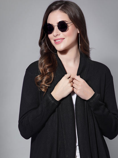 Mafadeny Women Black Longline Shrug