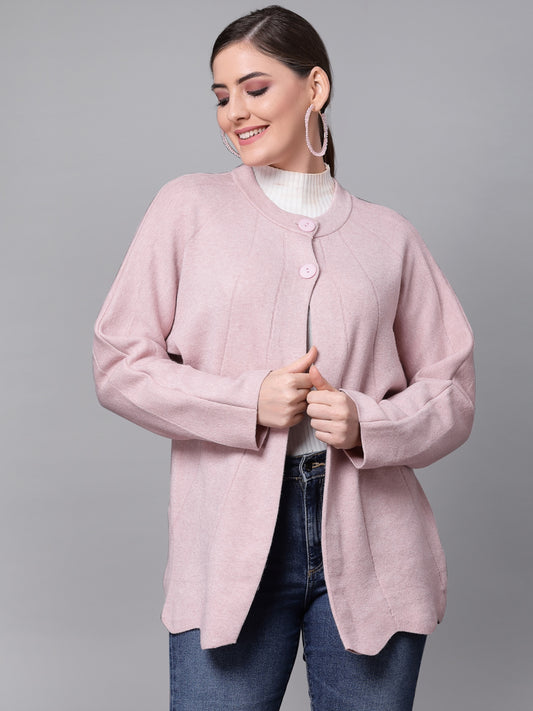 Mafadeny Women Peach Longline Shrug