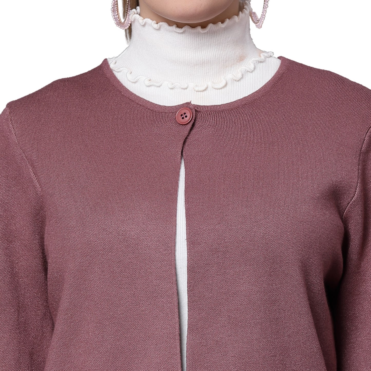 Mafadeny Women Mauve Solid Shrug