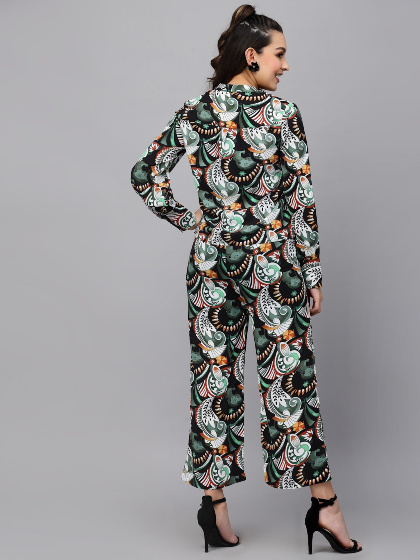 Mafadeny Women Printed Shirt with Palazzos