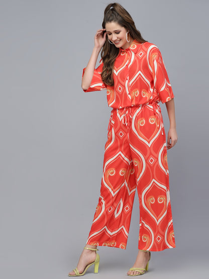 Mafadeny Abstract Printed flared Sleeves Shirt And Palazzo