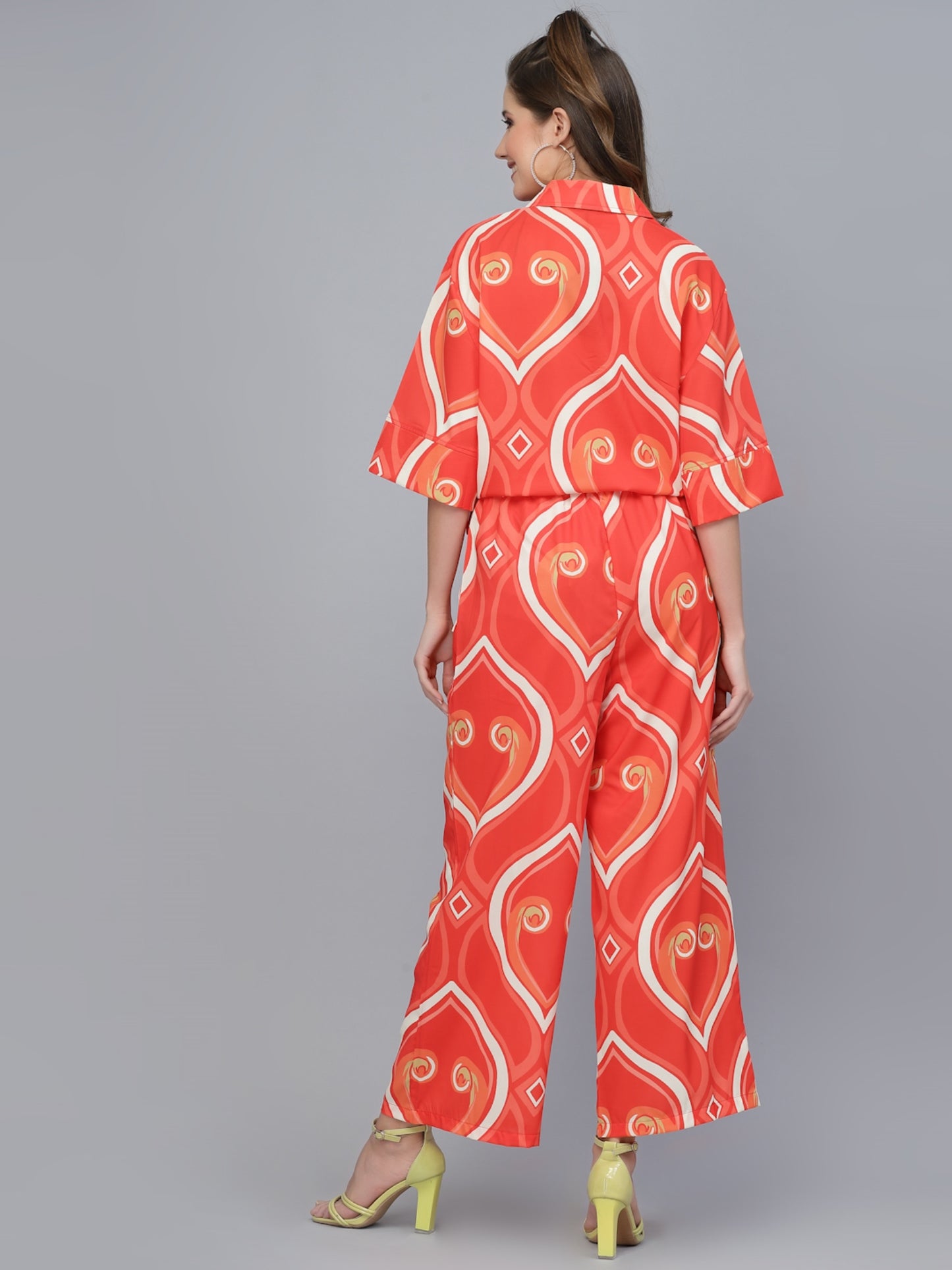 Mafadeny Abstract Printed flared Sleeves Shirt And Palazzo