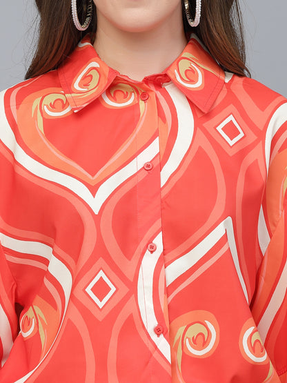 Mafadeny Abstract Printed flared Sleeves Shirt And Palazzo