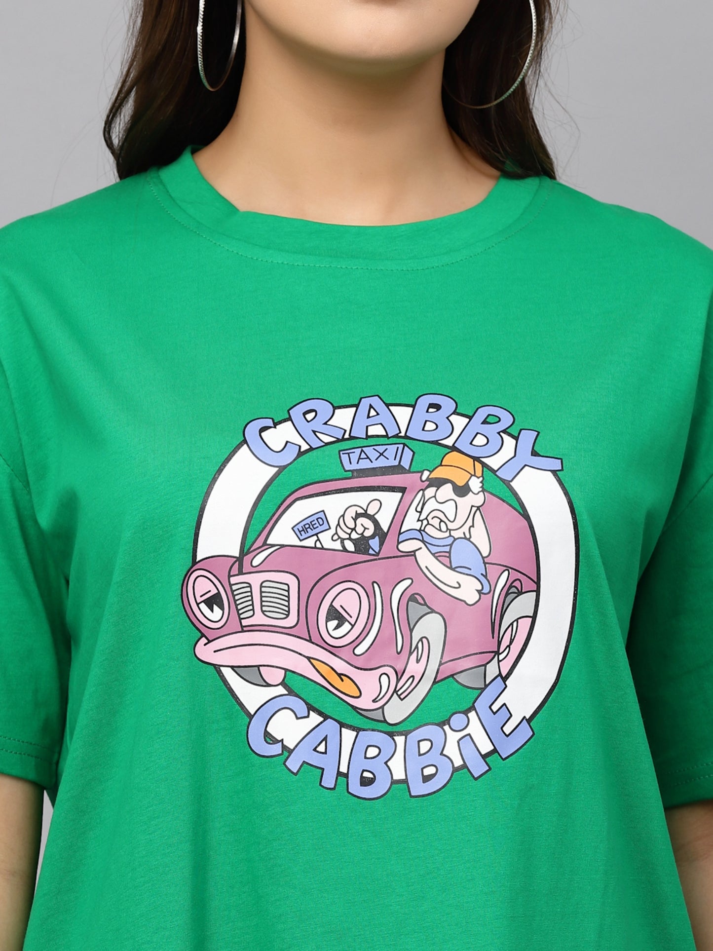 Mafadeny Crabby Cabbie Printed Round Neck Cotton T-shirt