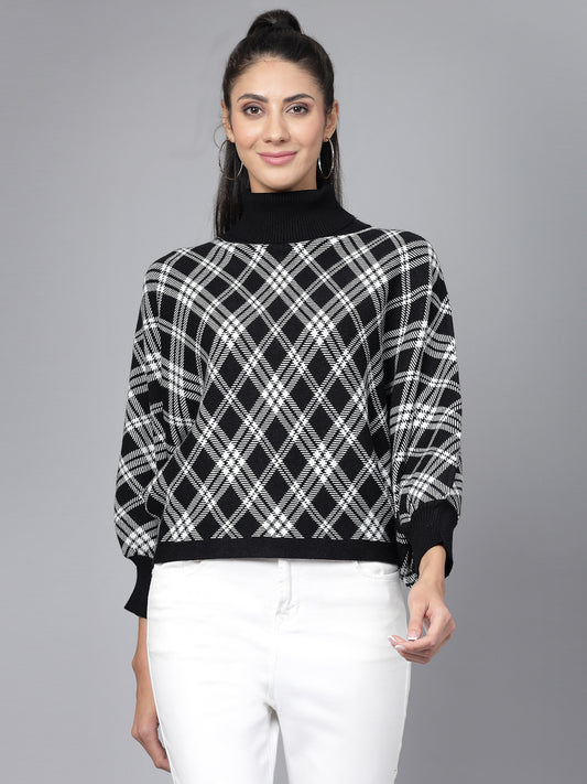 Mafadeny Women Winter Wear Black & White Stylished Top