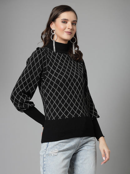 Mafadeny Women Winter Wear Black Stylished & Cosy Top