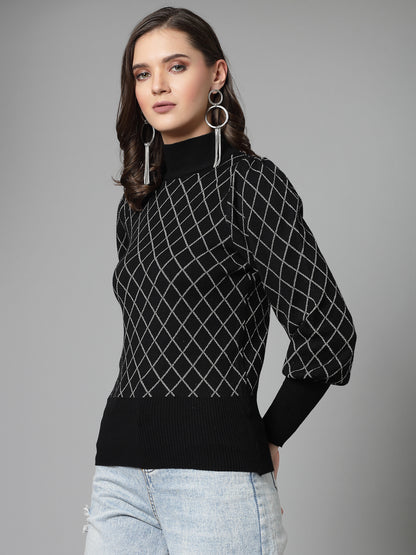 Mafadeny Women Winter Wear Black Stylished & Cosy Top