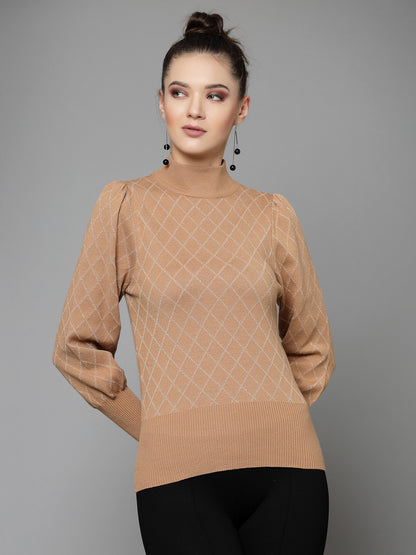 Mafadeny Women Winter Wear Khakhi Stylished & Cosy Top