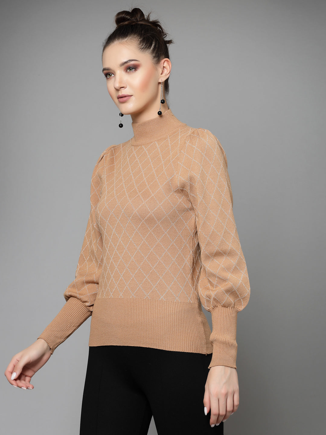 Mafadeny Women Winter Wear Khakhi Stylished & Cosy Top