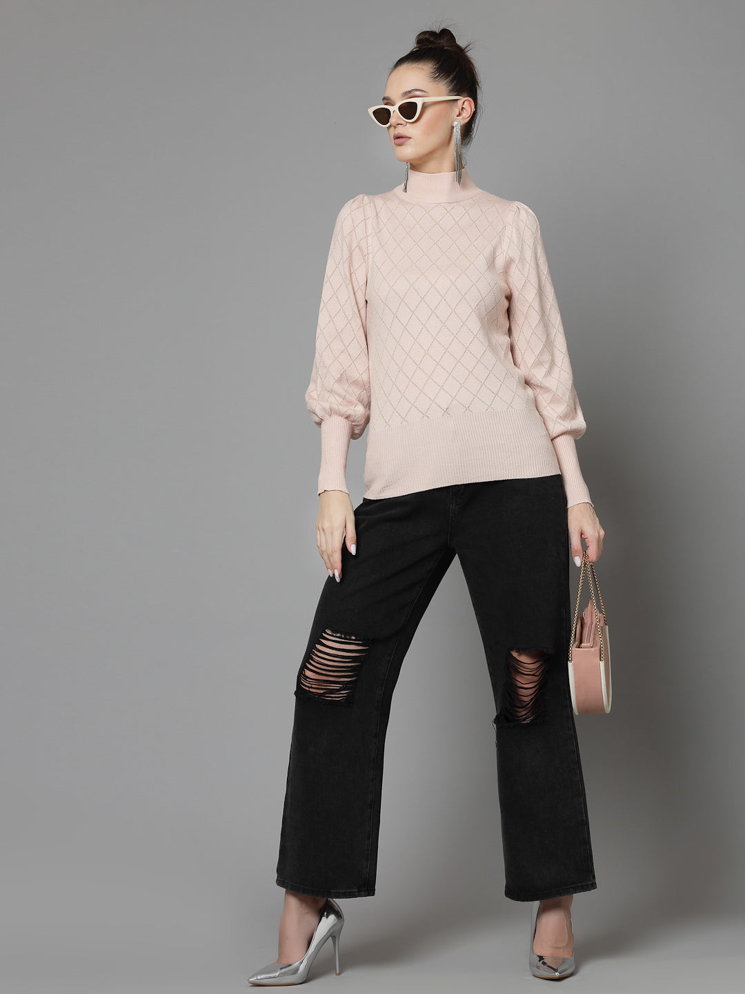 Mafadeny Women Winter Wear Peach Stylished & Cosy Top