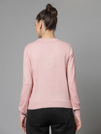 Mafadeny Women Winter Wear Peach Stylished & Cosy  Embellished Top