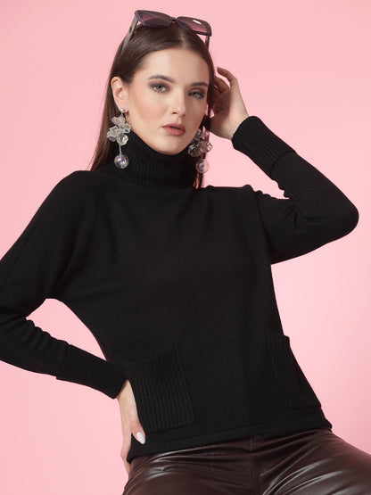 Mafadeny Women Winter Wear Black Stylished & Cosy Top