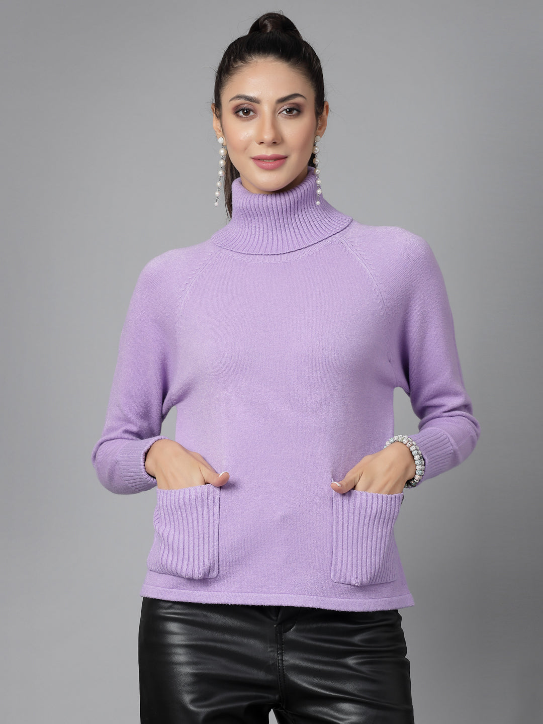 Mafadeny Women Winter Wear Lavender Stylished & Cosy Top