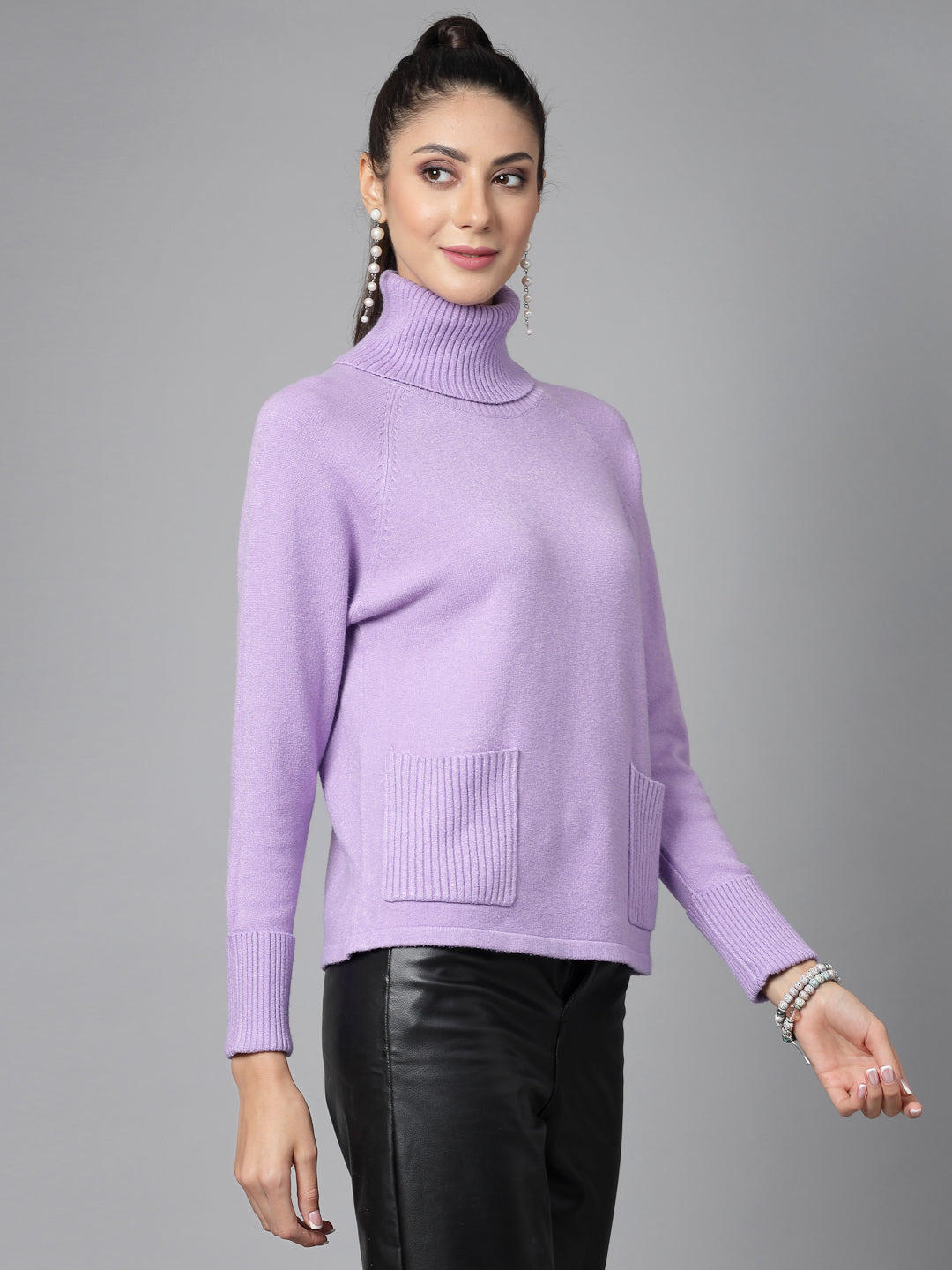 Mafadeny Women Winter Wear Lavender Stylished & Cosy Top