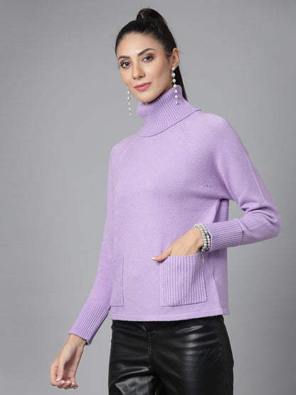 Mafadeny Women Winter Wear Lavender Stylished & Cosy Top