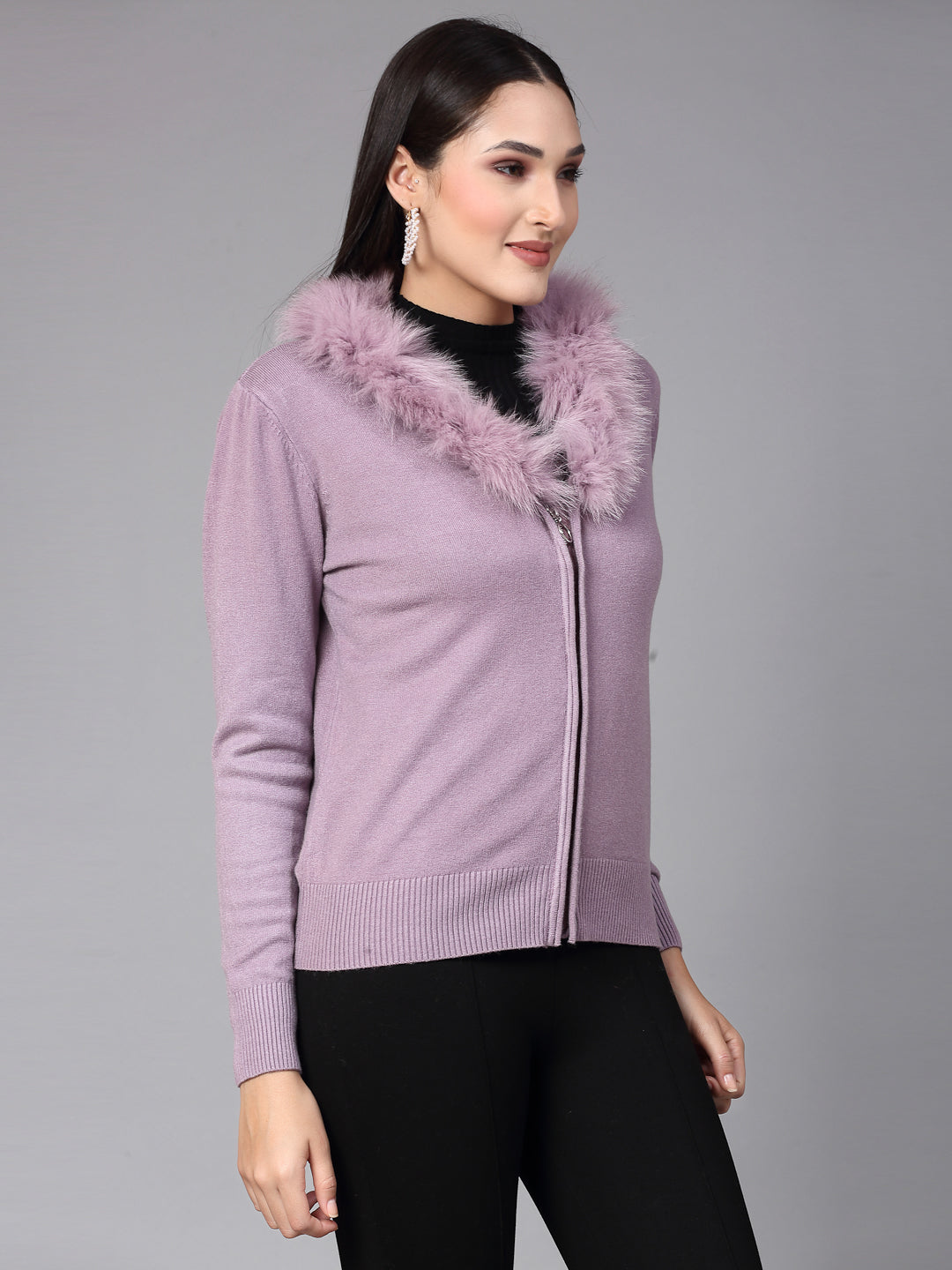 Mafadeny Women Winter Wear Mauve Stylished Top