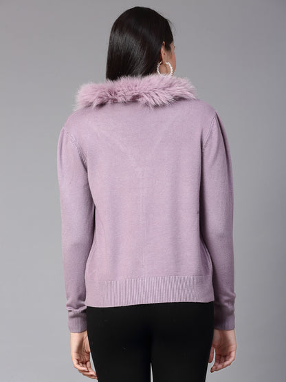 Mafadeny Women Winter Wear Mauve Stylished Top