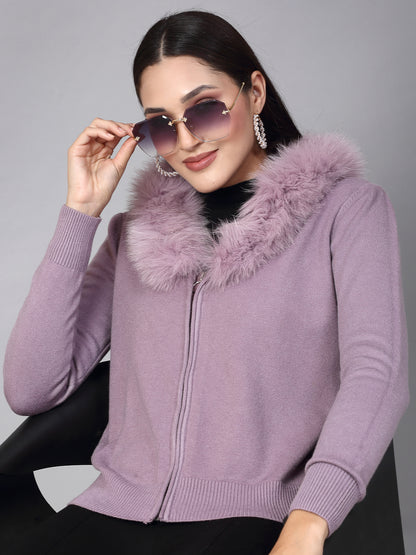 Mafadeny Women Winter Wear Mauve Stylished Top