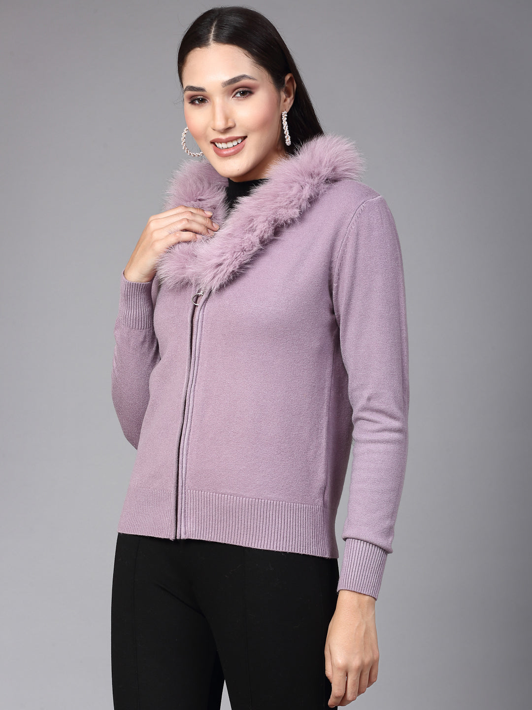 Mafadeny Women Winter Wear Mauve Stylished Top