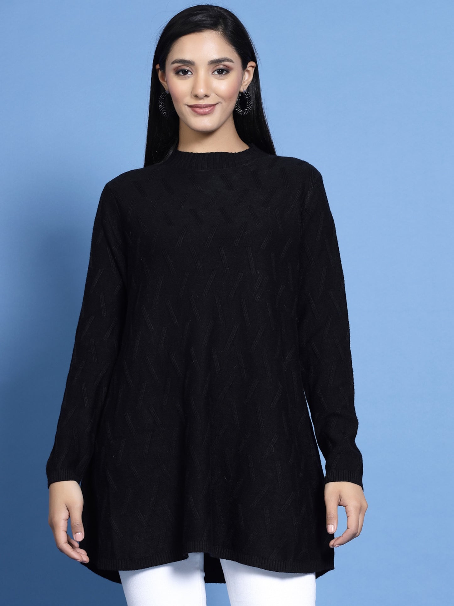 Mafadeny Women Winter Wear Black Stylished Top