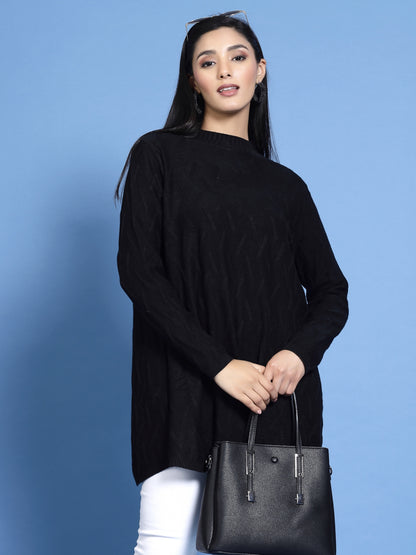 Mafadeny Women Winter Wear Black Stylished Top