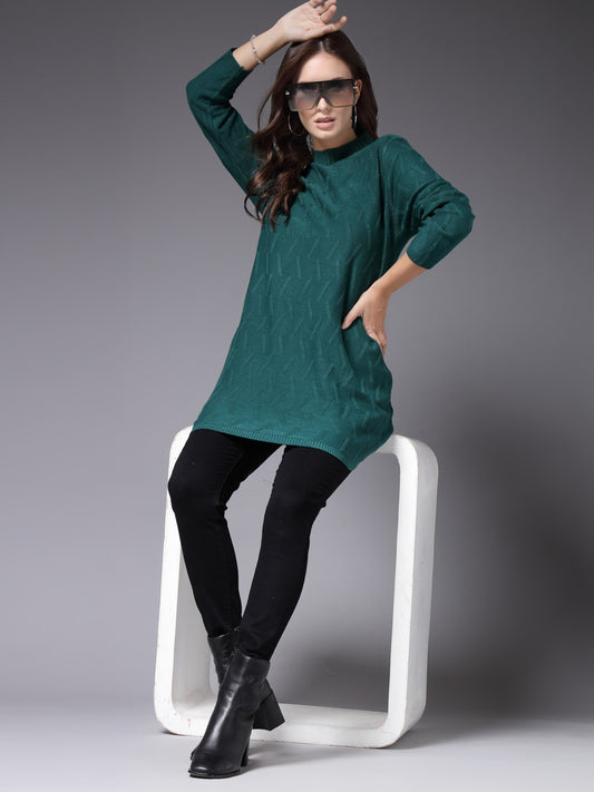 Mafadeny Women Winter Wear Green Stylished & Cosy Top