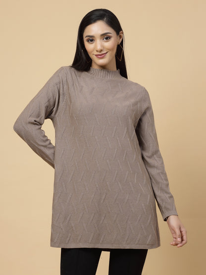 Mafadeny Women Winter Wear Khakhi Stylished & Cosy Top