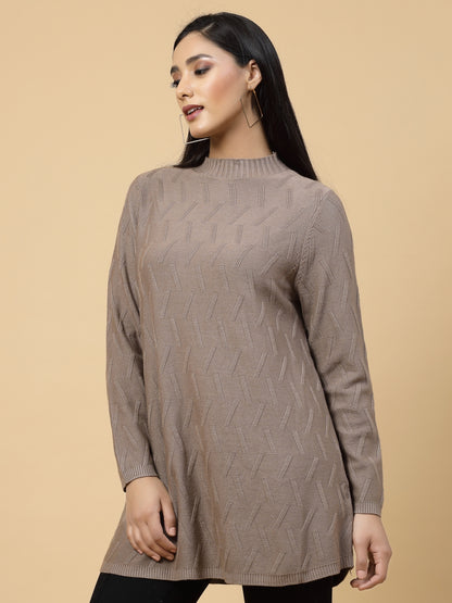 Mafadeny Women Winter Wear Khakhi Stylished & Cosy Top