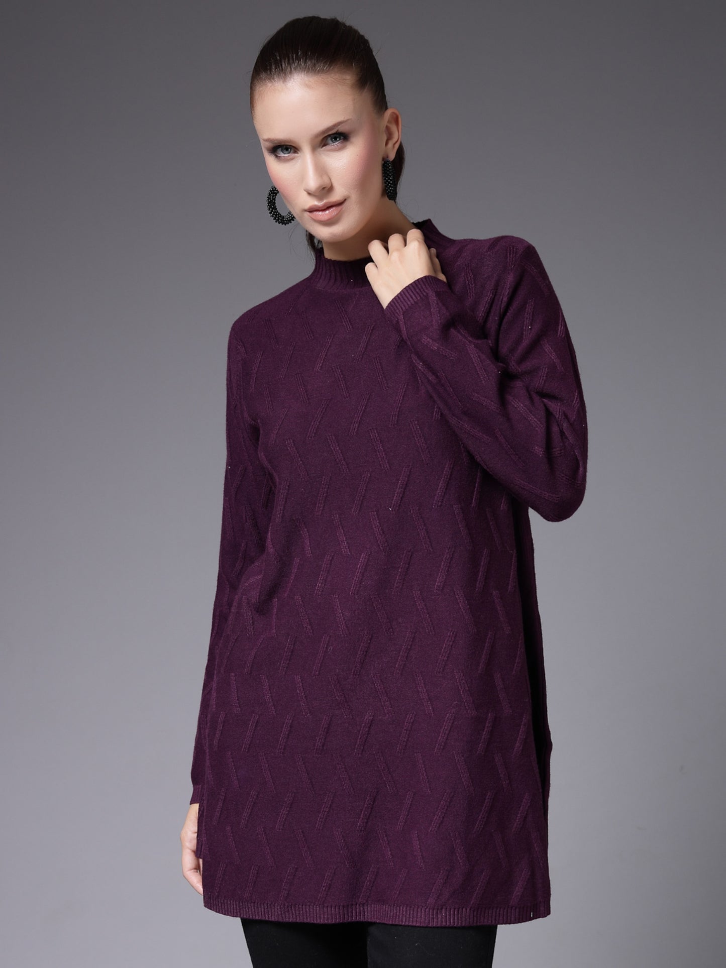 Mafadeny Women Winter Wear Wine Top Stylish TOPS