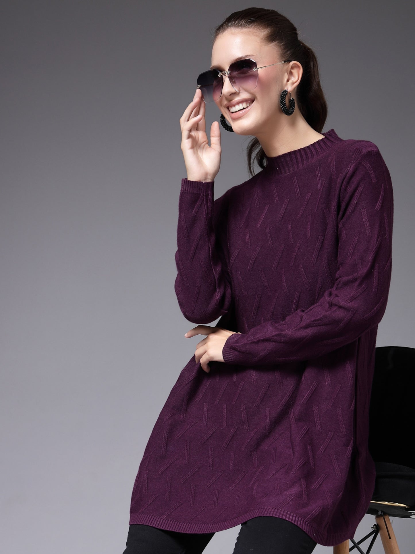 Mafadeny Women Winter Wear Wine Top Stylish TOPS