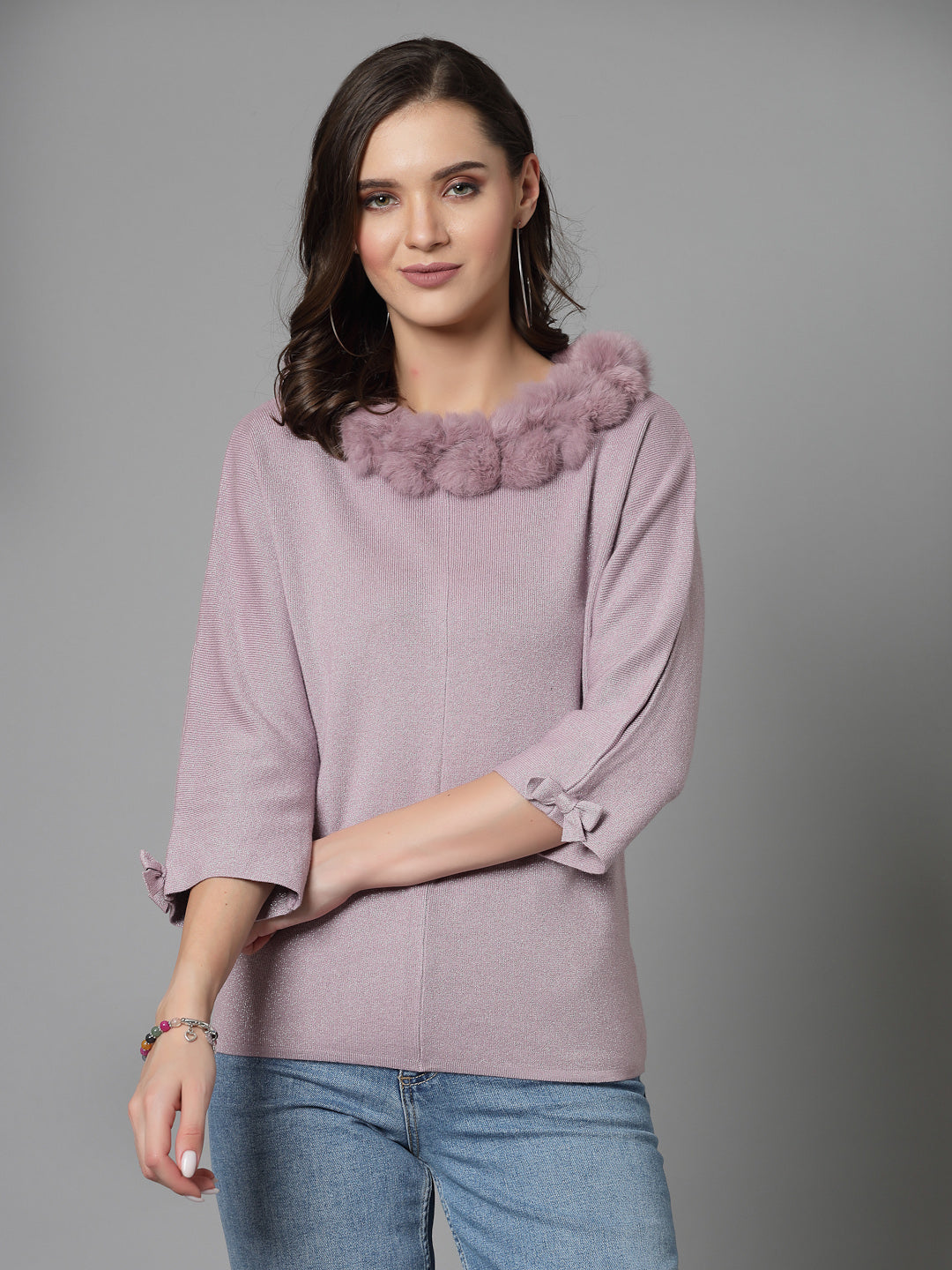 Mafadeny Women Winter Wear Mauve Stylished Top