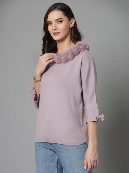 Mafadeny Women Winter Wear Mauve Stylished Top