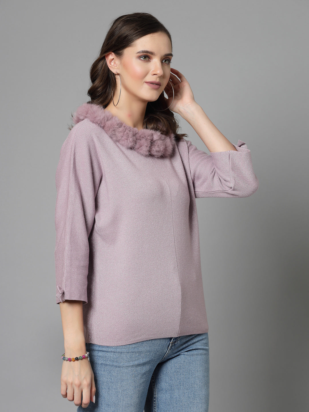 Mafadeny Women Winter Wear Mauve Stylished Top