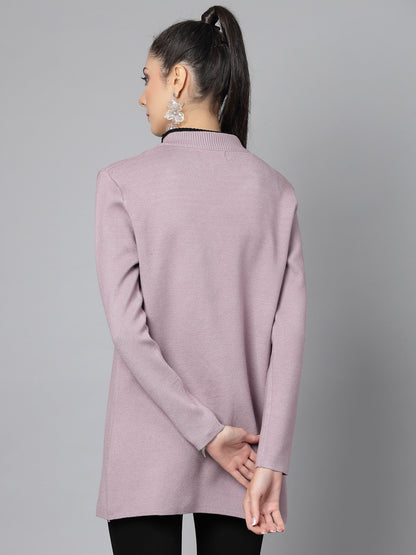 Mafadeny Women Winter Wear Mauve Longline Shrug