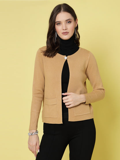 Mafadeny Women Winter Wear Camel Short & Stylish Shrug