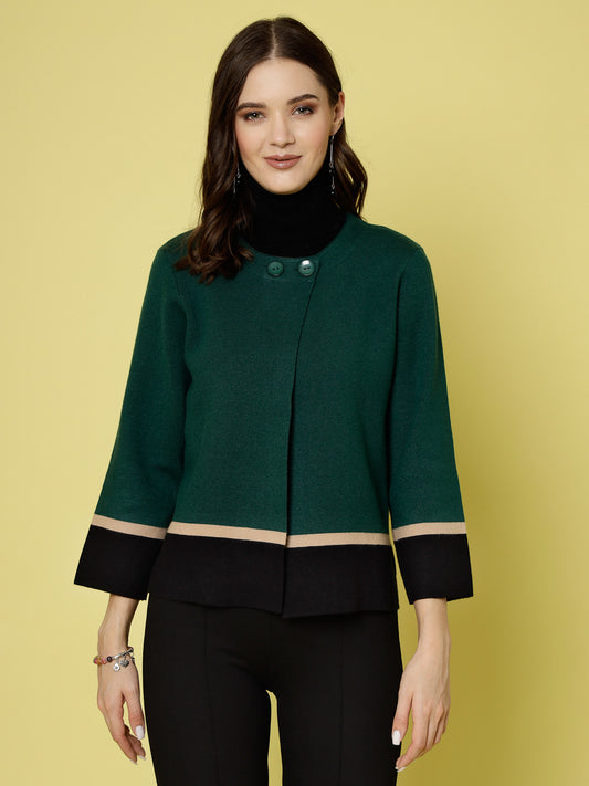 Mafadeny Women Winter Wear Green Stylished & Cosy Shrug