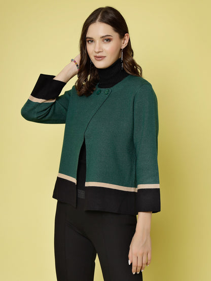 Mafadeny Women Winter Wear Green Stylished & Cosy Shrug