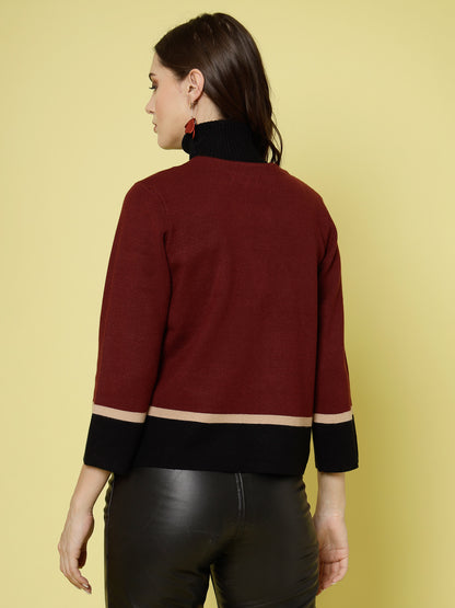 Mafadeny Women Winter Wear Maroon Stylished & Cosy Shrug