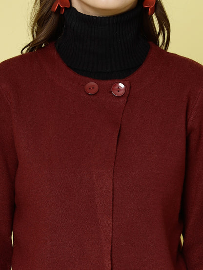 Mafadeny Women Winter Wear Maroon Stylished & Cosy Shrug