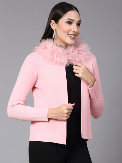 Mafadeny Women Winter Wear Peach furry Shrug