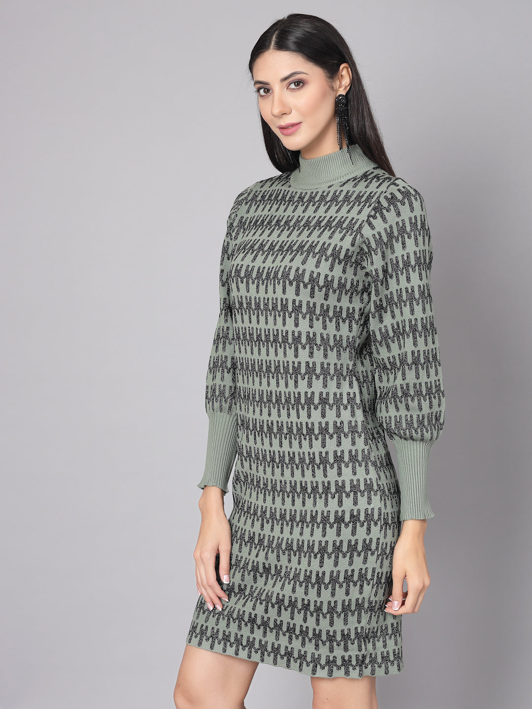 Mafadeny Women Winter Wear Green Stylished & Cosy Dress