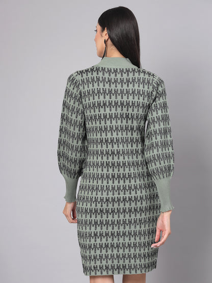 Mafadeny Women Winter Wear Green Stylished & Cosy Dress