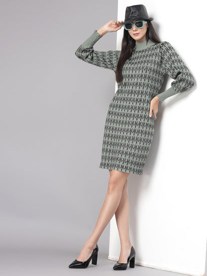 Mafadeny Women Winter Wear Green Stylished & Cosy Dress