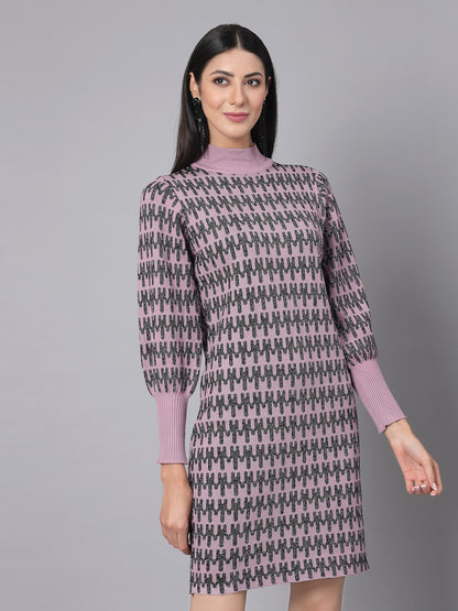 Mafadeny Women Winter Wear Mauve Stylished & Cosy Dress