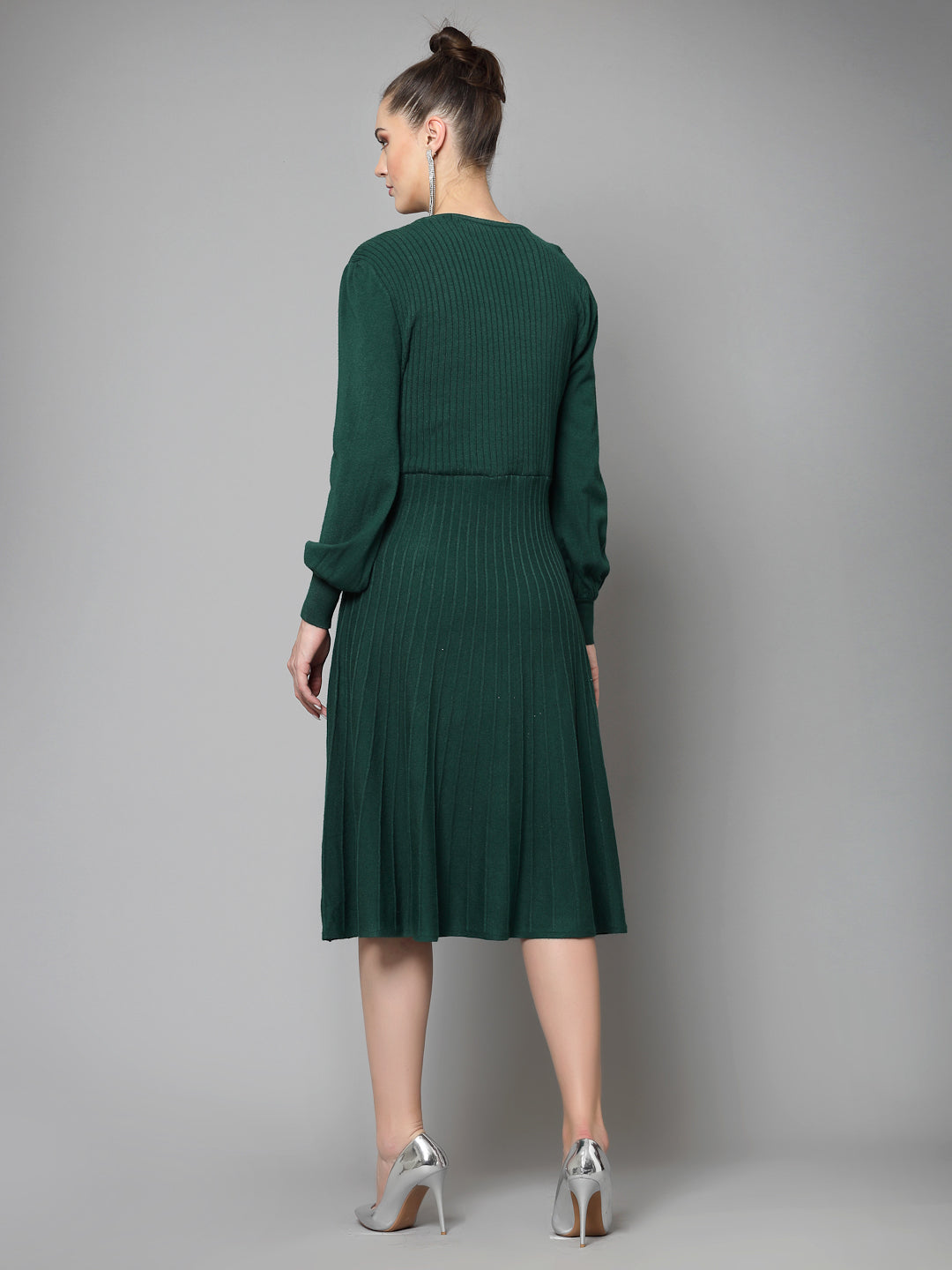 Mafadeny Women Winter Wear Green Stylish Dress