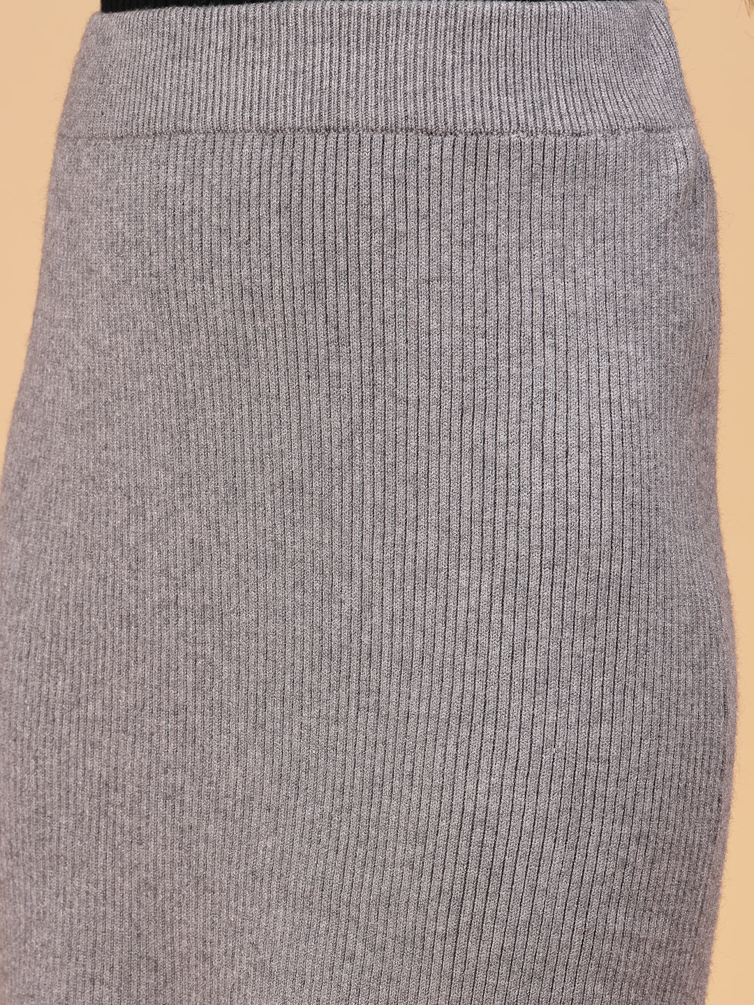 Mafadeny Women Winter Wear Grey Stylish & Cosy Skirt