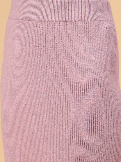 Mafadeny Women Winter Wear Mauve Stylish & Cosy Skirt