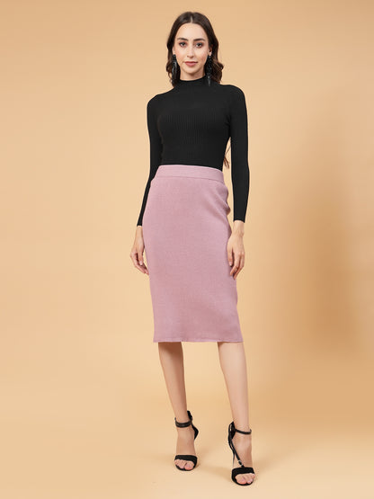 Mafadeny Women Winter Wear Mauve Stylish & Cosy Skirt